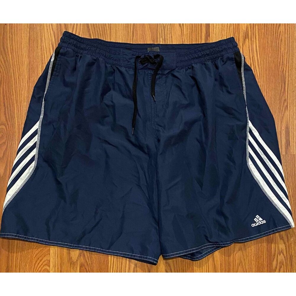 Adidas Core Sport Volley Board Shorts Mens 2XB 8" Blue Lined Swim Trunks